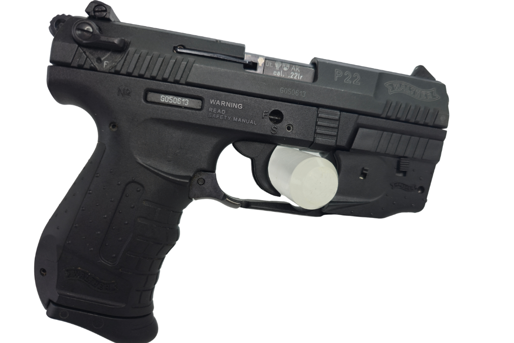 gebr. WALTHER Mod. P22 mit WALTHER Laser im Originalkoffer mit 2 Magazinen, Zustand: Neuwertig, NPR: € 562,00