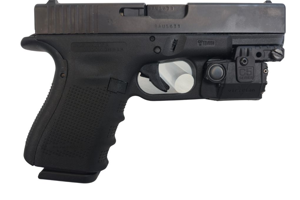 gebr. GLOCK Mod. 19 Gen. 4 mit Veridian Laserlichtmodul mit Reservemagazin in der Originalbox, Zustand: Neuwertig - NPR: € 844,00