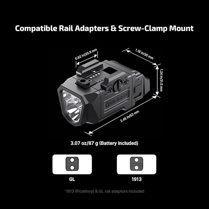 OLIGHT PL X Tactical Light, Matte Black, 1200L, Dual Beams, Flutlicht/SpoTlight