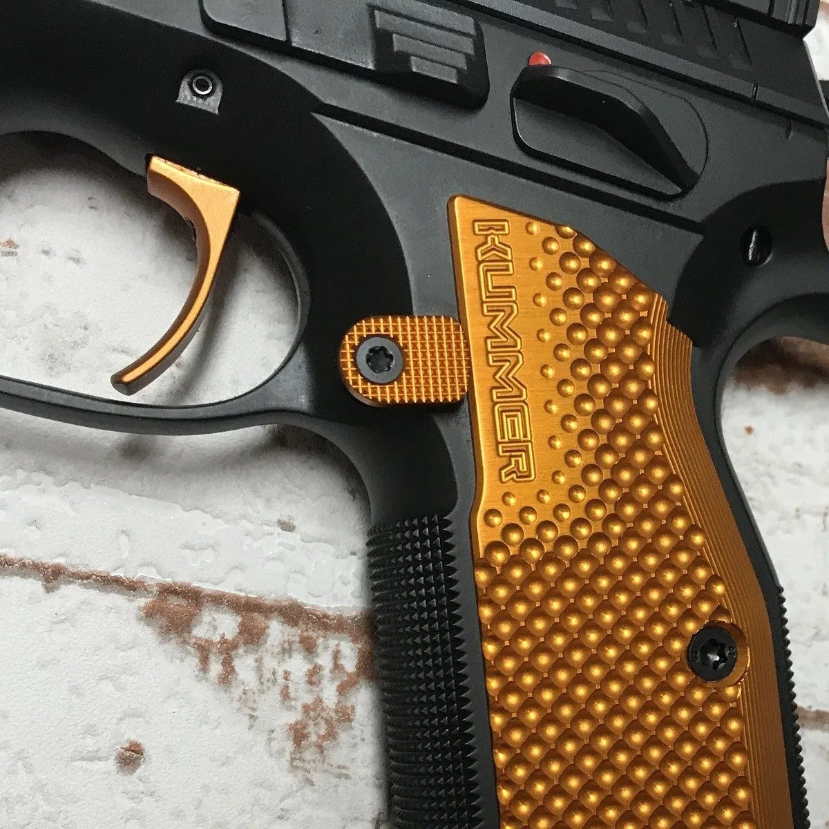 CZ Magazine Catch Button Orange/Titan
