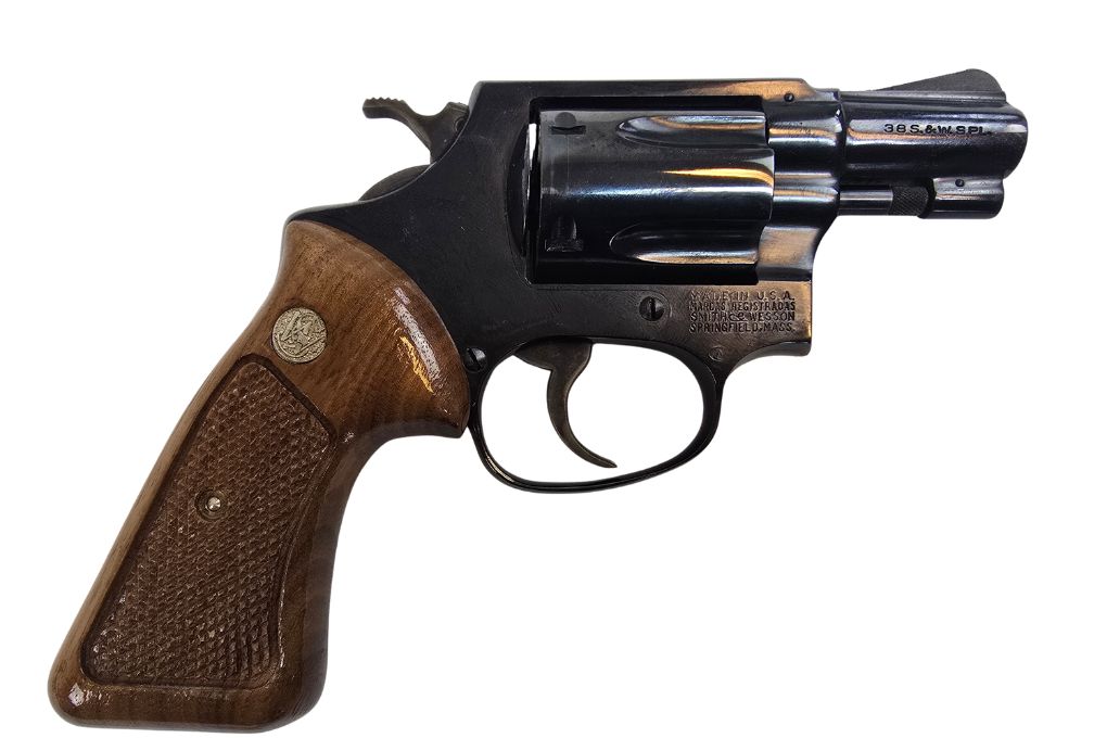 gebr. SMITH & WESSON Revolver Mod. 36 2"-Lauf mit Holzgriff und Holster, Zustand: Sehr gut