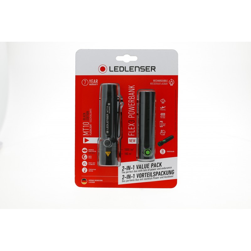 LEDLENSER MT10 Black Edition inklusive Flex 3 Powerbank