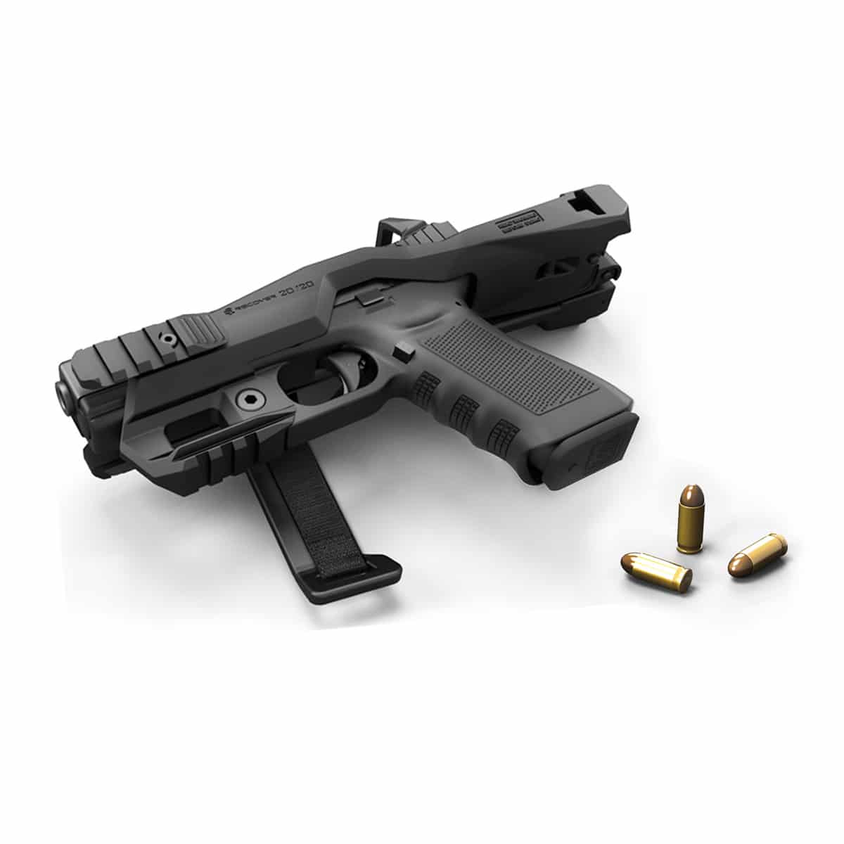 RECOVER Chassis für alle Glock Pistolen mit Double-Stack-Magazin in Schwarz RECOVER Chassis für alle Glock Pistolen mit Double-Stack-Magazin in Schwarz